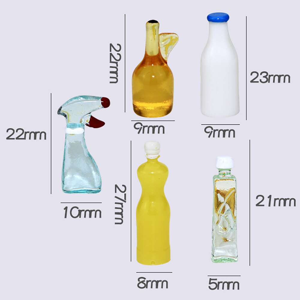 5 Stks 1/12 Poppenhuis Miniatuur Accessoires Mini Kruiden Fles Simulatie Keuken Voedsel Model Speelgoed voor Poppenhuis Decoratie
