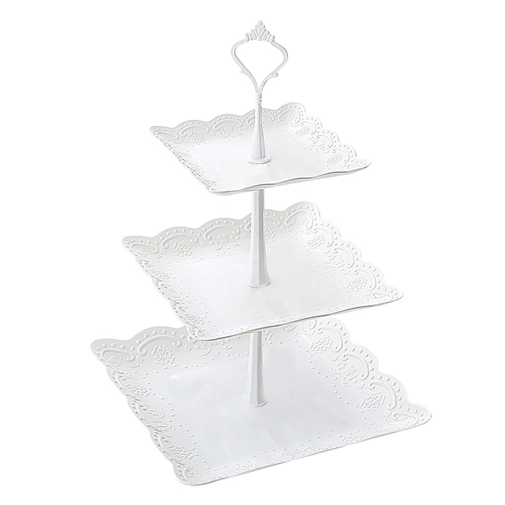 Afneembare Cake Stand Europese Stijl Ronde/Vierkante 3 Tier Gebak Cupcake Fruitschaal Serveren Dessert Houder Wedding Party Decor: 1C