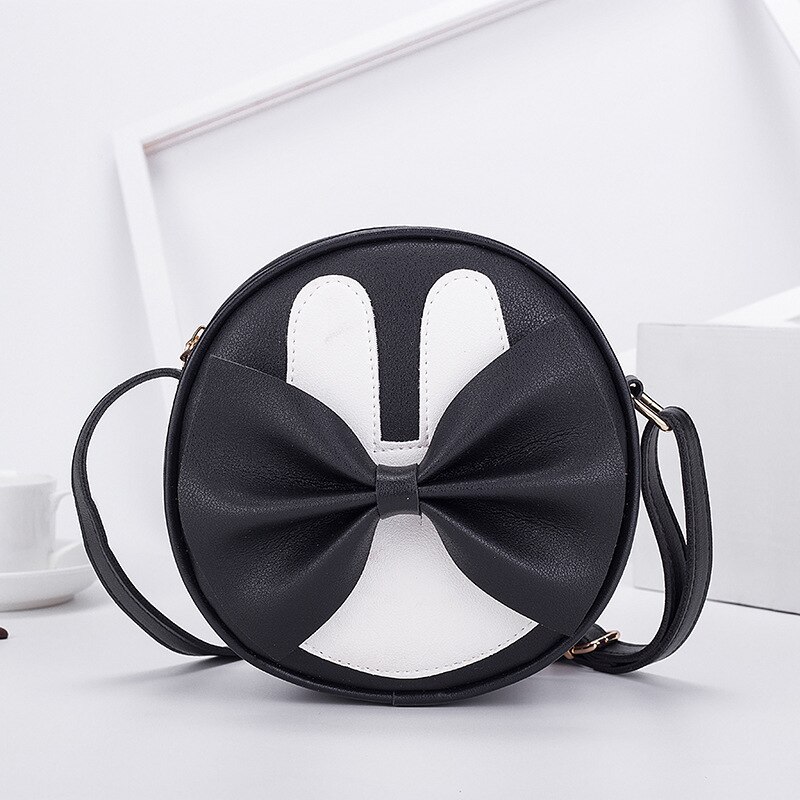 Kontrast lille rund taske sløjfe dekoration skuldertaske håndtasker japan og sydkorea vind bærbar messenger pung