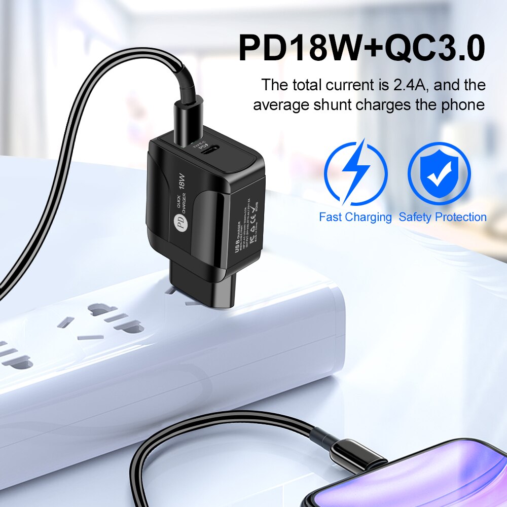 Originele 18W Pd Usb C Lader Voor Iphone 12 Pro 12 Mini Max 11 Xr Fast Charger Type C qc 3.0 Quick Opladen Mobiele Telefoon Oplader