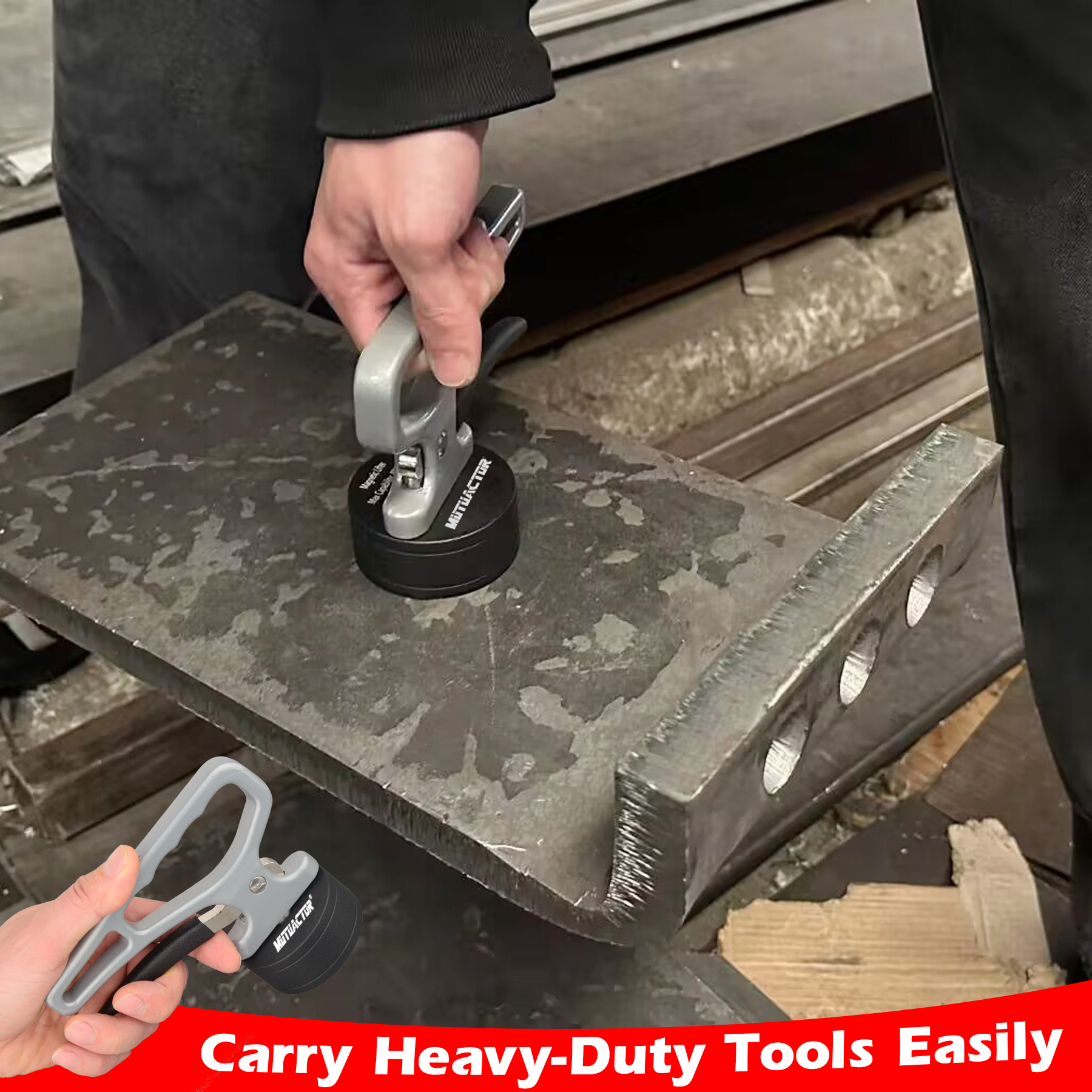 Heavy Duty sterke magnetische pick-up tool magneet tillen snelsluiting draagbare materiaalsammelaar ergonomische handgreep ijzeren plaat