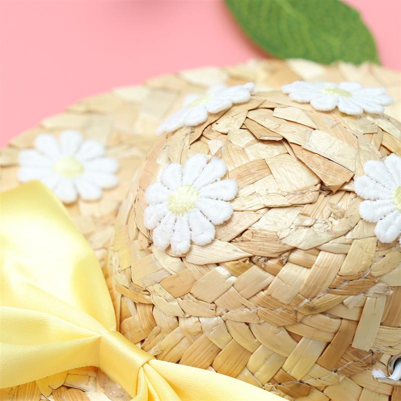 Pet Floral Straw Hats Dog Spring Summer Sunhat Cute Handcrafted Woven Straw Hats Cat Dog Caps Cosplay Custome