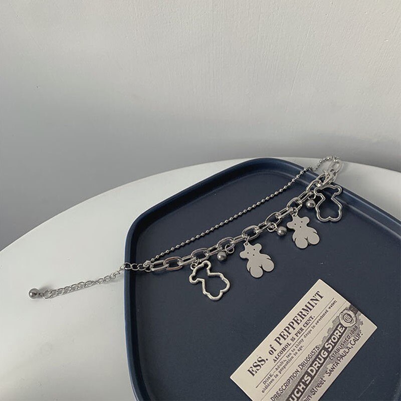 Nette Hohl Bär Armbinde für Frauen Hüfte-hüpfen Doppel Perle Kette Edelstahl Bär Armbinde Party Schmuck neue