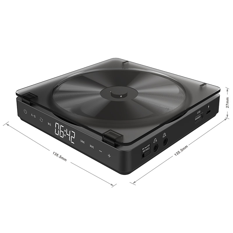 Mini Portable CD Player Double Headphone Version Contact Button Reproductor DVD CD Rechargeable Shockproof LCD Display