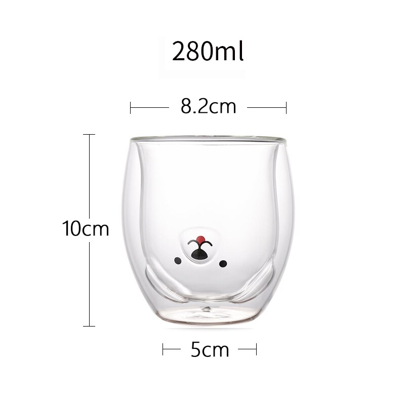 Taza de café de vidrio de doble pared, vasos de oso innovador, tazas de café de doble pared resistentes al calor, vaso de vidrio para leche de mañana: Little dog