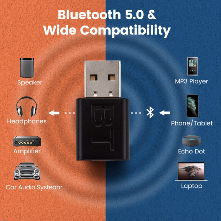 Usb Bluetooth 5.0 Receiver Draadloze Adapter Muziek Speakers 3.5Mm Aux Auto Stereo Audio Adapter Voor Tv Hoofdtelefoon Luidspreker Auto MP3
