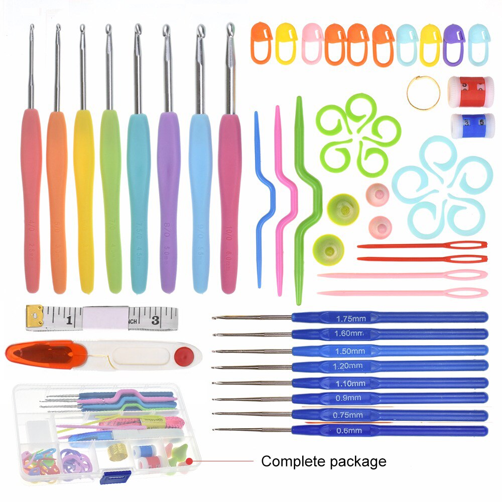 Premium Crochet Hooks Set With Case 35 Styles Knitting Needles Set DIY Needle Arts Craft Scissors Stitch Markers Sewing Tools: CH004