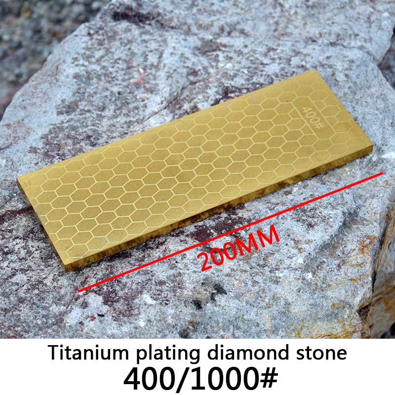 Titanium plating knife sharpener 400 1000 grit sharpening stone angle guide 304 stainless steel base: 4001000 grit stone