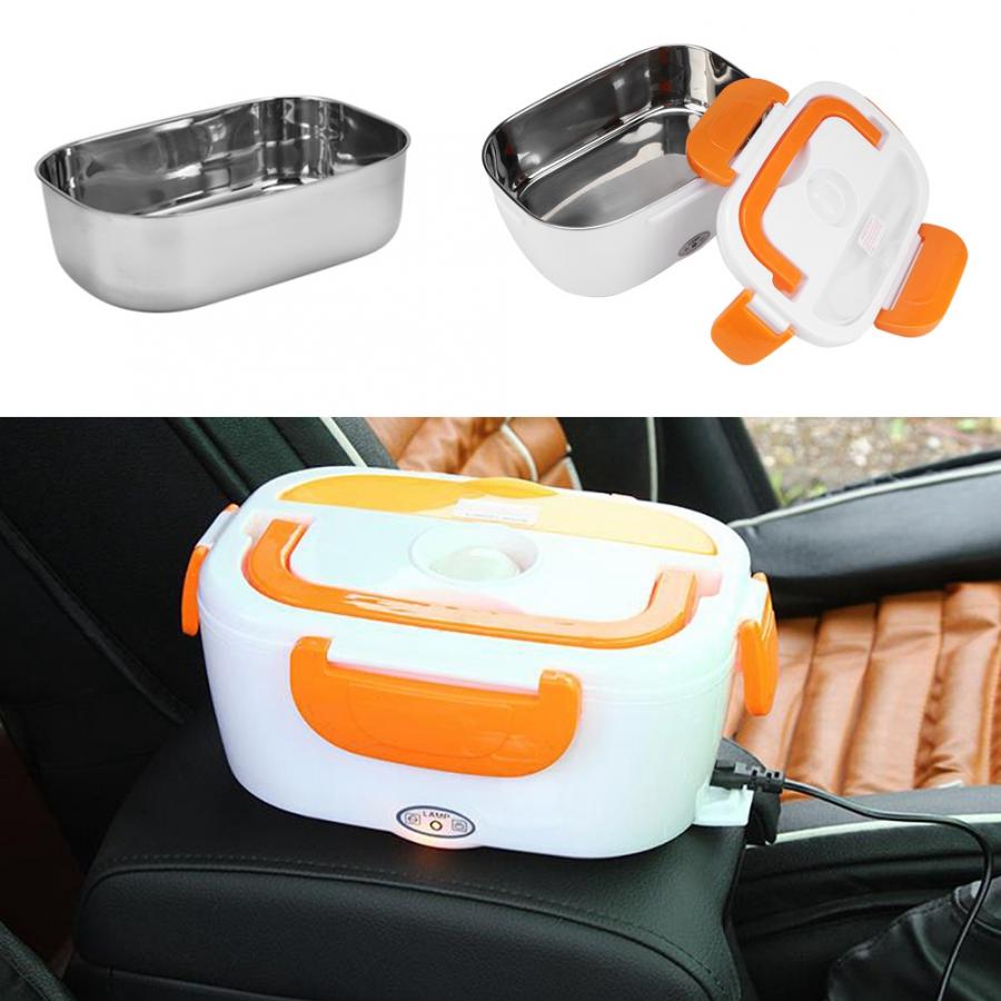 12V 110V 220V Electric Heated Lunch Box Portable 2 in 1 Car& Home MIni Bento Boxes Stainless Steel Food Container Rice Cooker