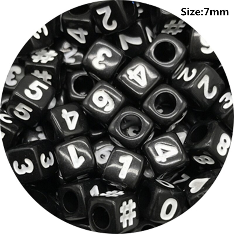 100 stk 7mm blandede 0-9 numre akryl perler nummer spacer perler til smykkefremstilling diy håndlavet armbånd halskæde: 09