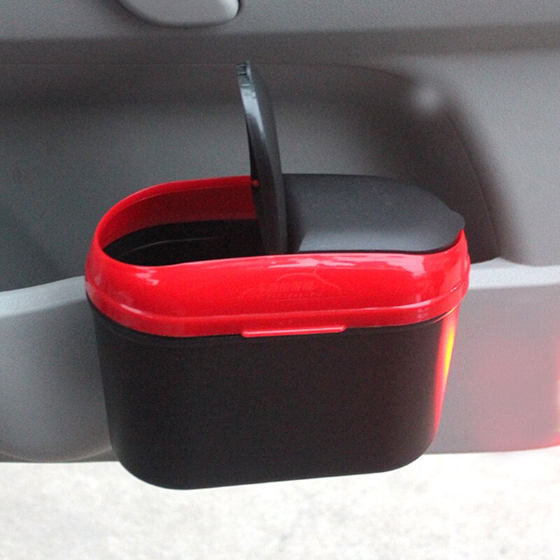 Car Auto Rubbish Dustbin Trash Can Garbage Dust Case Box Car Storage Case Car Trash Bin Car Accessories: Red