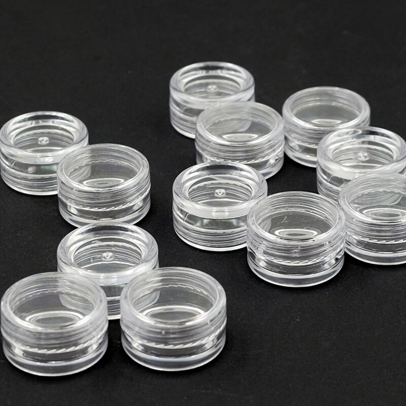50 stks/set Transparante Plastic Sieraden Kraal Opbergdoos Kleine Bodem Ronde Container Potten Make Up Organizer Opbergdozen
