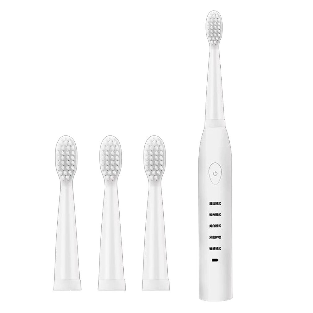 Electric Toothbrush Adult Rechargeable Toothbrush Sonic Automatic Soft Toothbrush Waterproof Usb Charging Kemei Acoustic Wave 3C: white
