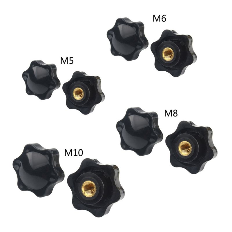 10PCS M5 M6 M8 M10 Plum Hand Tighten Nuts Handle Thread Star Mechanical Thumb Nut Manual Clamping Knob Black