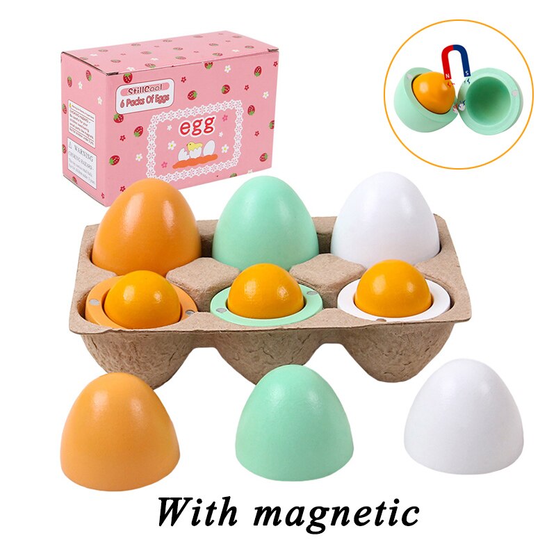 Late som kjøkken barn leker simulering mat tre egg sett magnetisk pasta egg late som å leke kutte mat jente matlaging spill: B