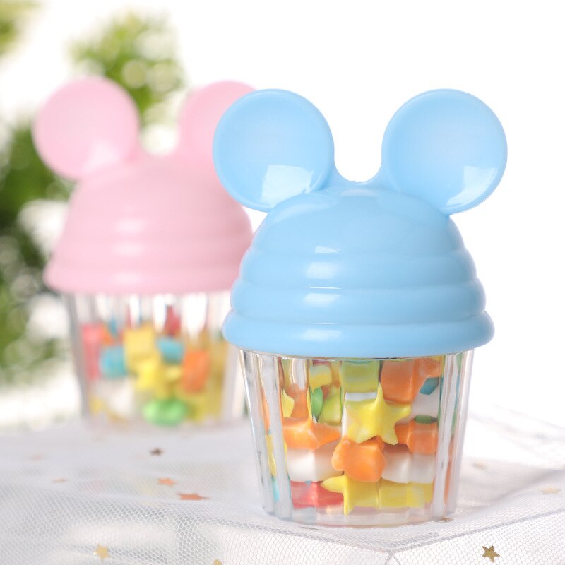 12 pièces dessin animé en plastique boîte à bonbons mignon rond étui d'emballage de rangement pour mariage bébé douche anniversaire