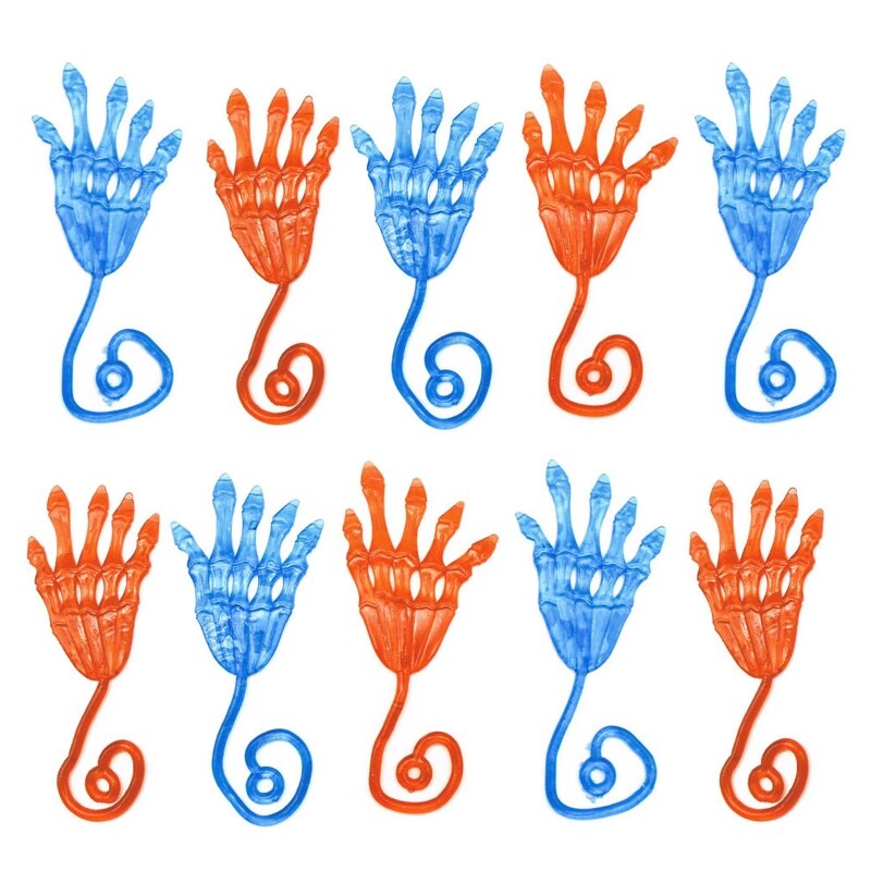 10 Stks/pak Stretchy Skeleton Palm Kleverige Handen Zintuiglijke Bendable Halloween Speelgoed: Default Title