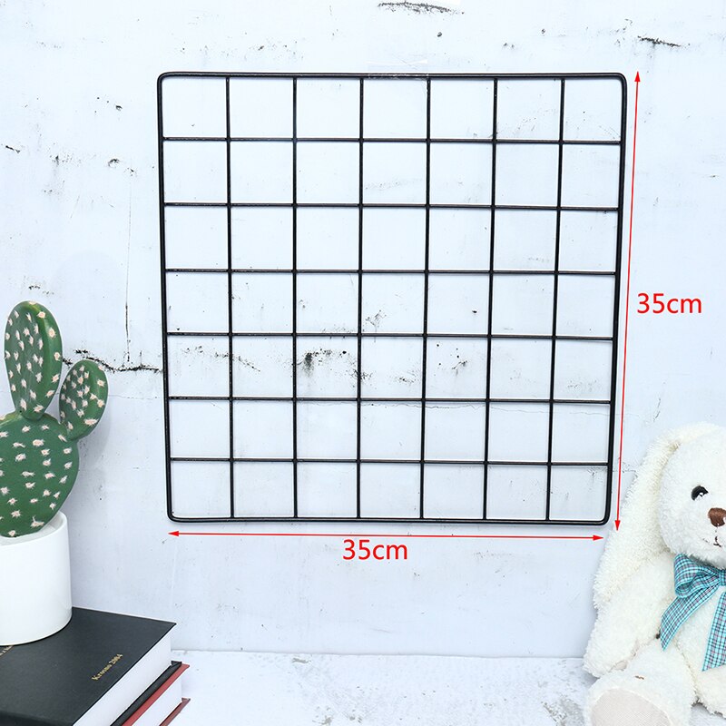 Nordic metal mesh grid diy wall fotos postkort wall art display mesh organizer billeder frame holder home decor: Sort