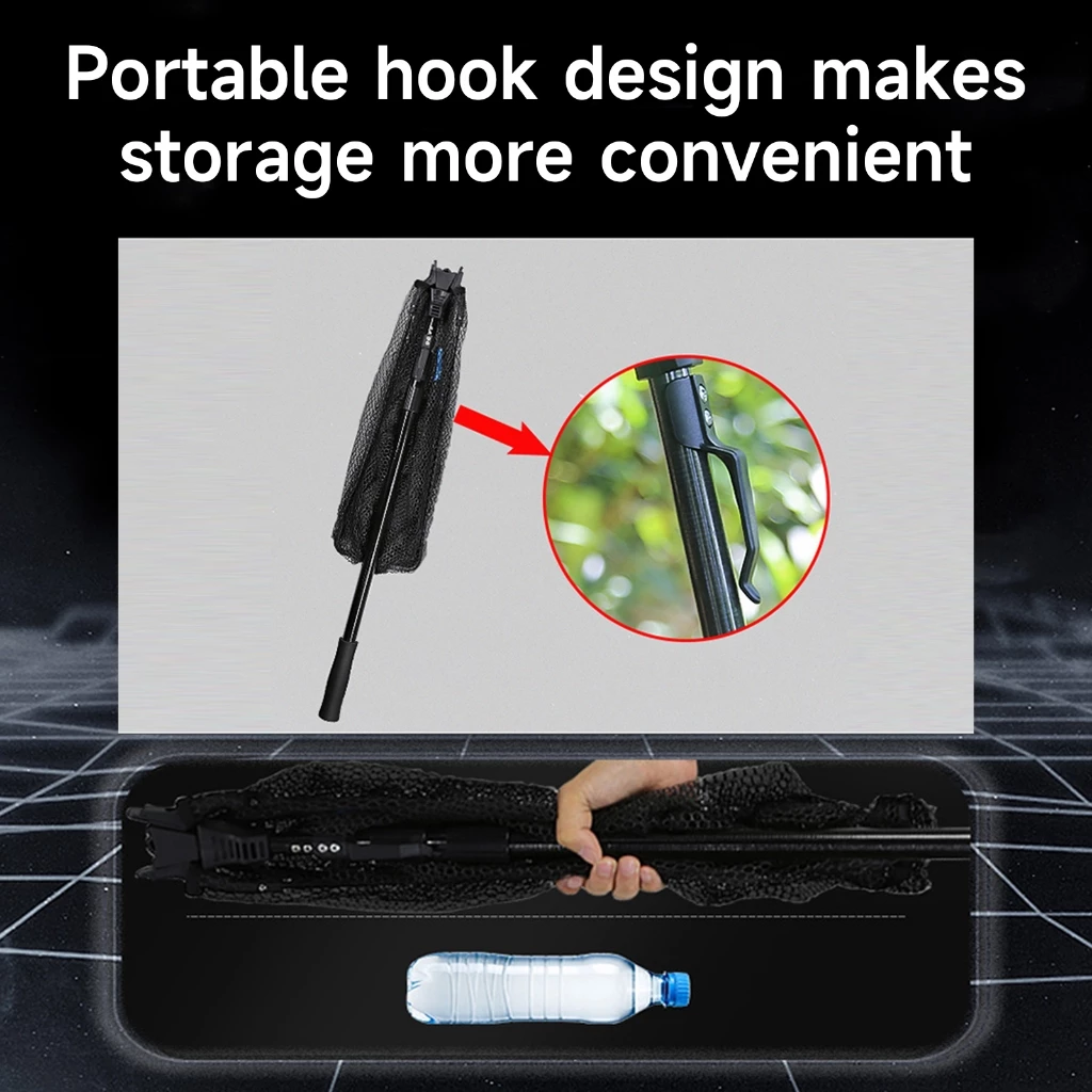 1.1M/1.8M/2.5M Opvouwbaar Visnet Drijvend Visnet Opvouwbaar Visnet Vissen Schepnet met Telescopische Staaf Rubberen Jas