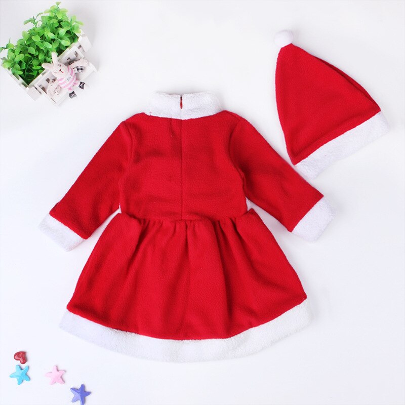 Weihnachten freundlicher Mädchen Bogen Kleider + Hütte Kleidung einstellen Neue Kleinkinder Baby Santa Claus Anzug verrotten Warme Vestidos Kostümich einstellen