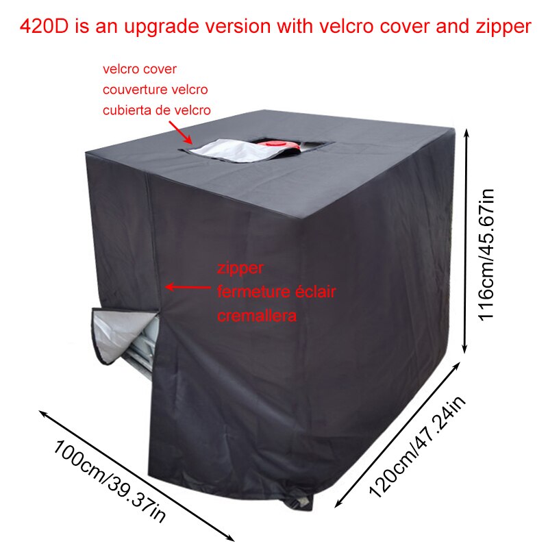 Black 210D/420D Oxford Water Tank Protector for 1000 Liters IBC Container Outdoor Waterproof Sunscreen IBC Tank Cover: 420D 120x100x116cm