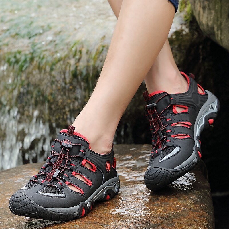 Men Mesh Aqua Shoes Outdoor Non-slip Durable Trekking Upstream Shoes Male Cool Hiking Wading Water Sports Sneakers