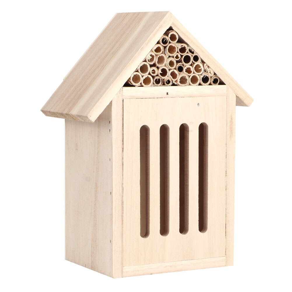 Garden Outdoor Wooden Insect Bee House Wood Bug Room Shelter Nesting Box Decoration Bee House Garden Nest Box Insect Hostel