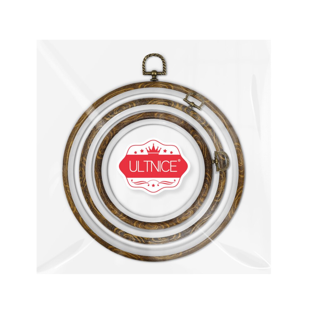 ULTNICE 3Pcs Embroidery Hoops Cross Stitch Hoop Ring Imitated Wood Circle Set Display Frame for Art Craft Handy Sewing and Hangi