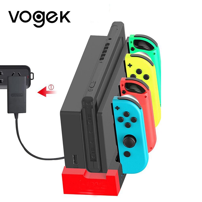 Nintend switch joy-con opladerstander til nintendo switch joy-con spilkonsol med indikator spilstøtte dock til opladning