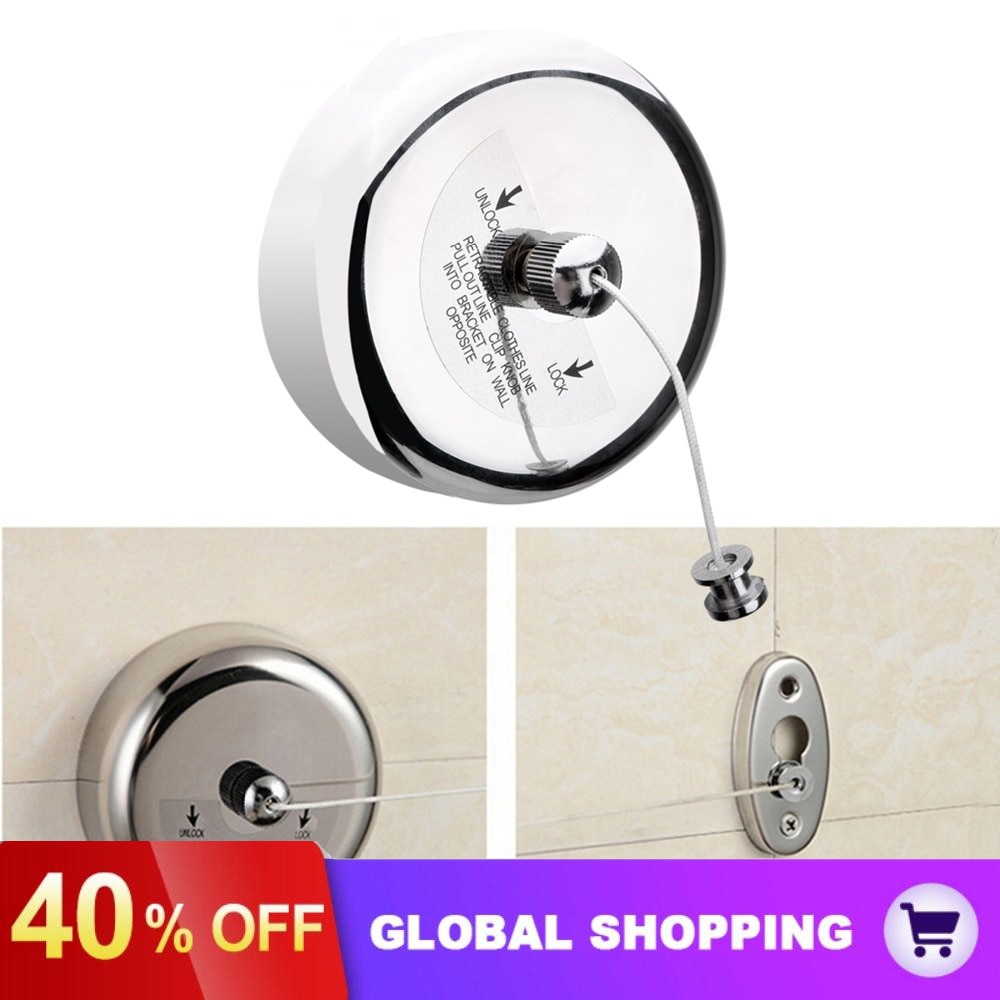 Tendedero retráctil de acero inoxidable para ropa, organizador de lavandería