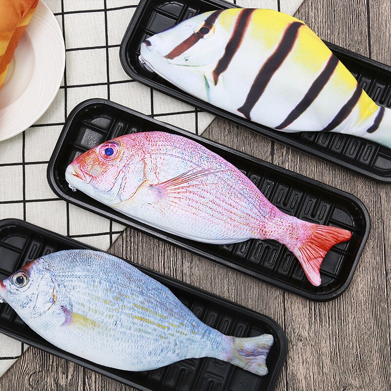 Estuche de lápices con forma de pez de imitación, artículo de papelería con personalidad, , para la escuela y la Oficina,
