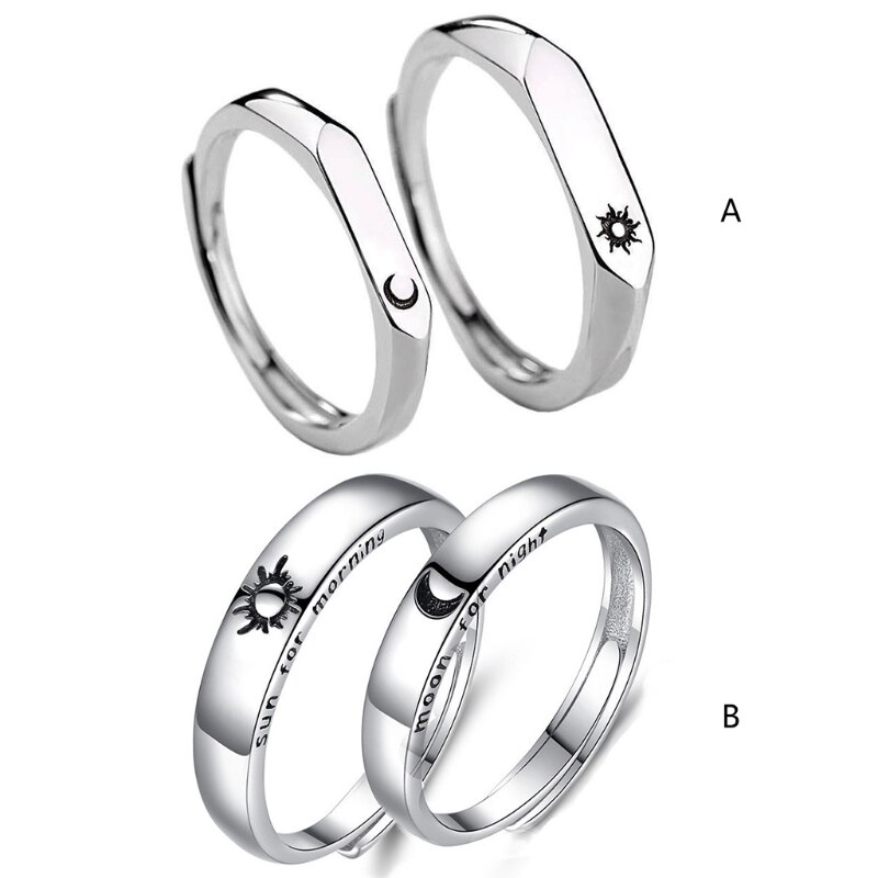 1 Paar Zon Maan Liefhebbers Ringen Set Paar Promise Wedding Bands Mannen Vrouwen Sieraden Valentijnsdag