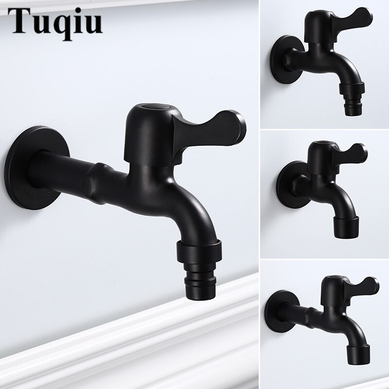 Washing Machine Faucet Mop Black Bathroom Faucet Stainless Steel Tap Outdoor Garden Tap Decorative Kitchen Tap WC Bibcock
