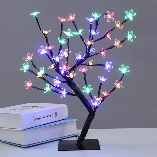 Luminarias LED Cherry Blossom Tree Branches Night Lights Lighting Table Lamps Bedroom Party Wedding Indoor Home Decor: Cherry Blossom - RGB