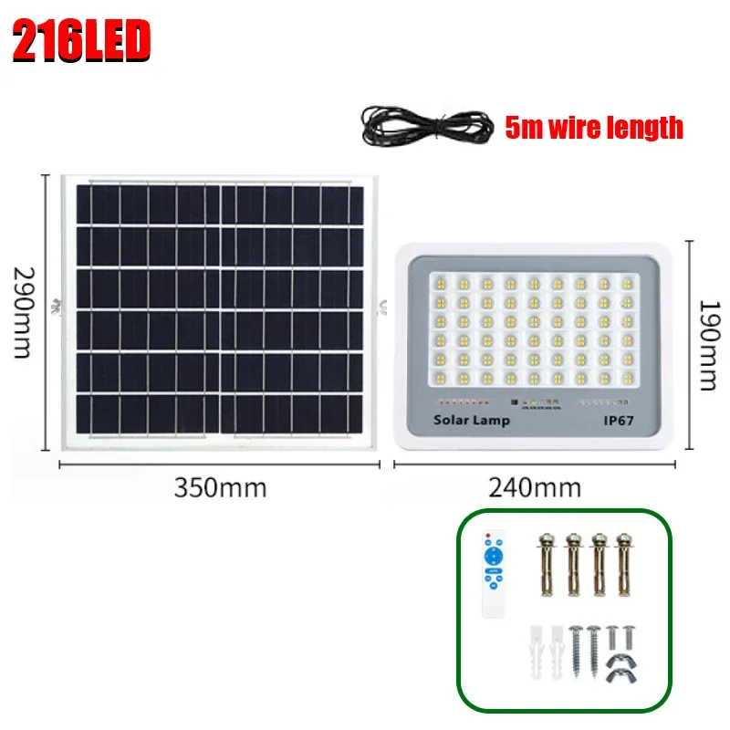 Outdoor Schijnwerper Solar Lamp 96/140/216 LED Afstandsbediening Binnenplaats Verlichting Straatlantaarn Waterdicht IP67 Tuin Huishouden