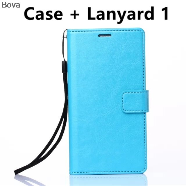 Honor 4C card holder cover case for Huawei Honor 4C leather phone case ultra thin wallet flip cover: Blue Lanyard 1