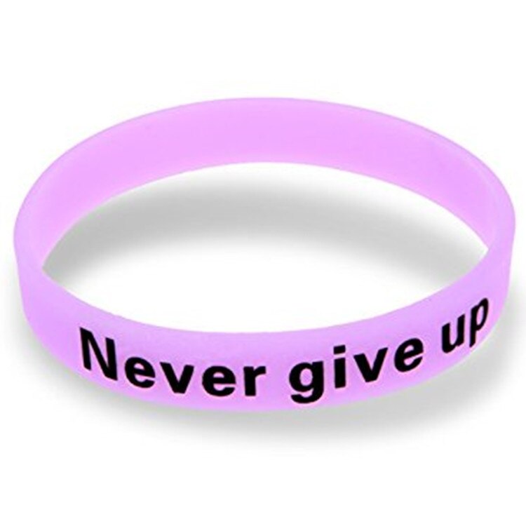 1pc mænd mand kvinder kvinde unisex ét liv én chance giv aldrig op jeg lover motivation sport silikonegummi armbånd armbånd: Lysegul farve