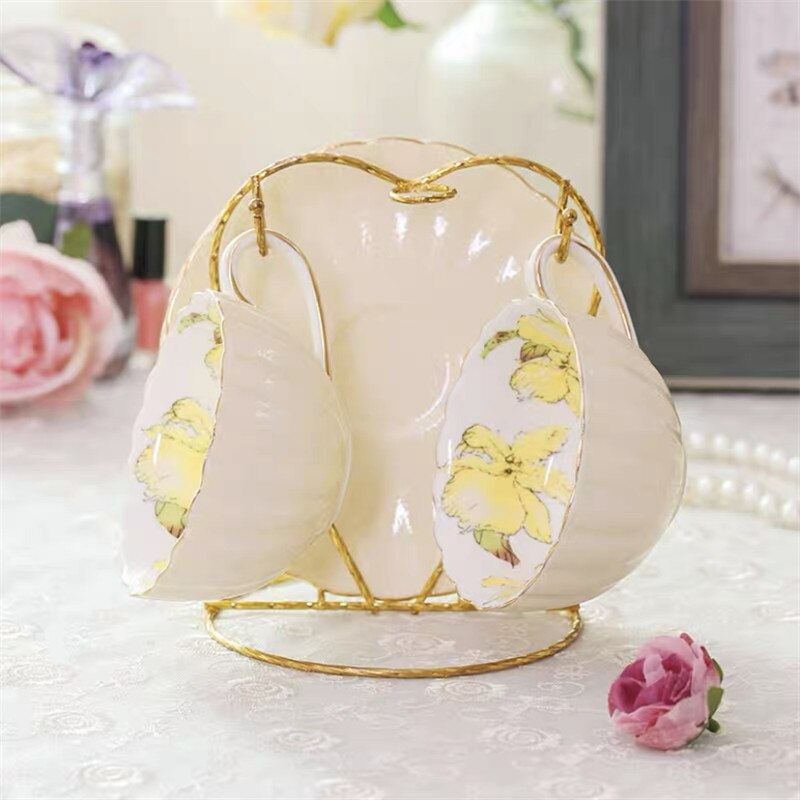 European-style Porcelain Coffee Cup with Saucer Set Household Ceramic Afternoon Tea Cup Drinkware Wedding: 2Cups C