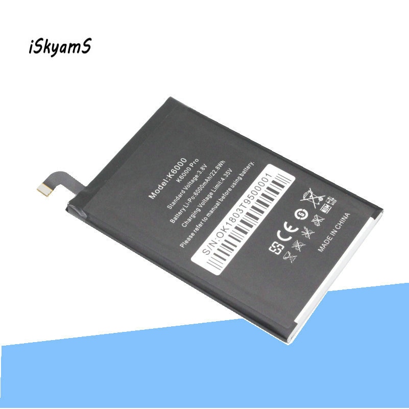 Iskyams 1X6000Mah 3.8V Vervangende Li-Polymeer Batterij Voor Oukitel K6000 K6000 Pro 5.5 Inch 4G Lte