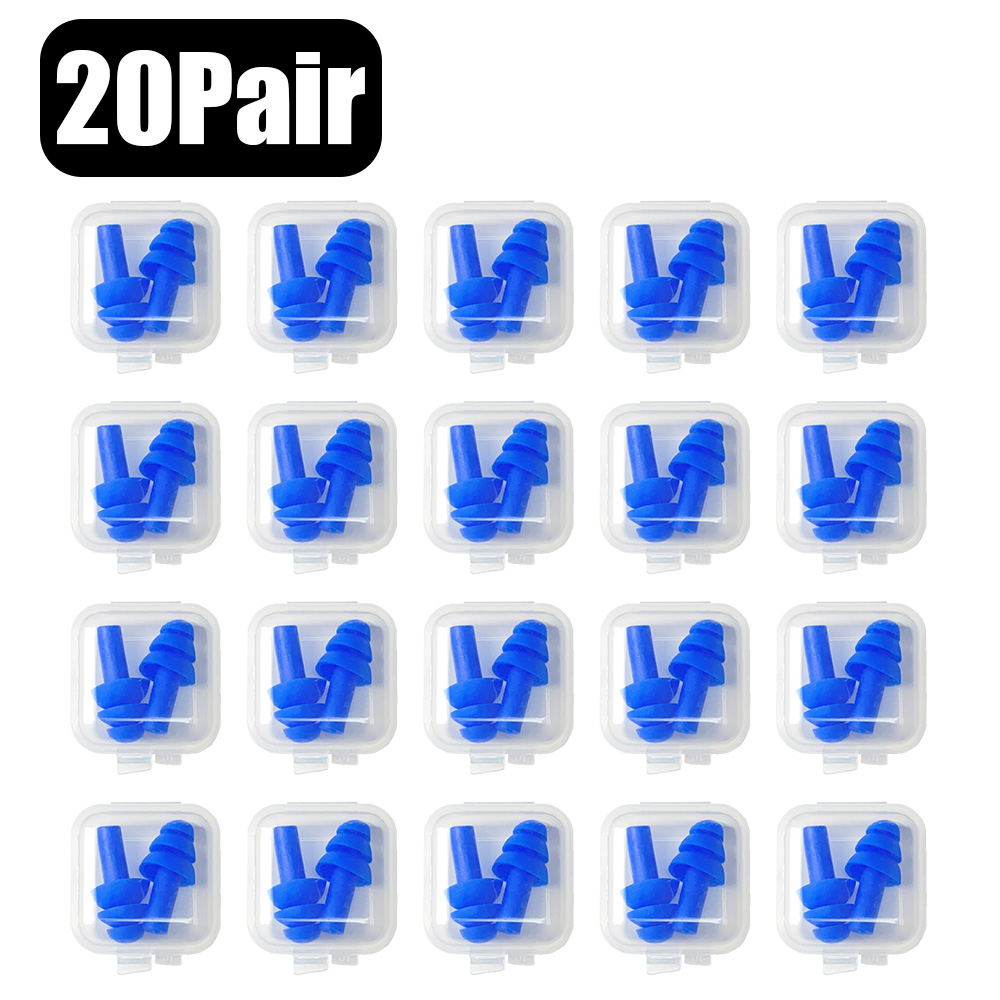 Bouchons d'oreilles en Silicone souple, étanches, pour natation, réutilisables, réduction du bruit, bouchons d'oreille pour dormir, protection auditive avec boîte: WHITE