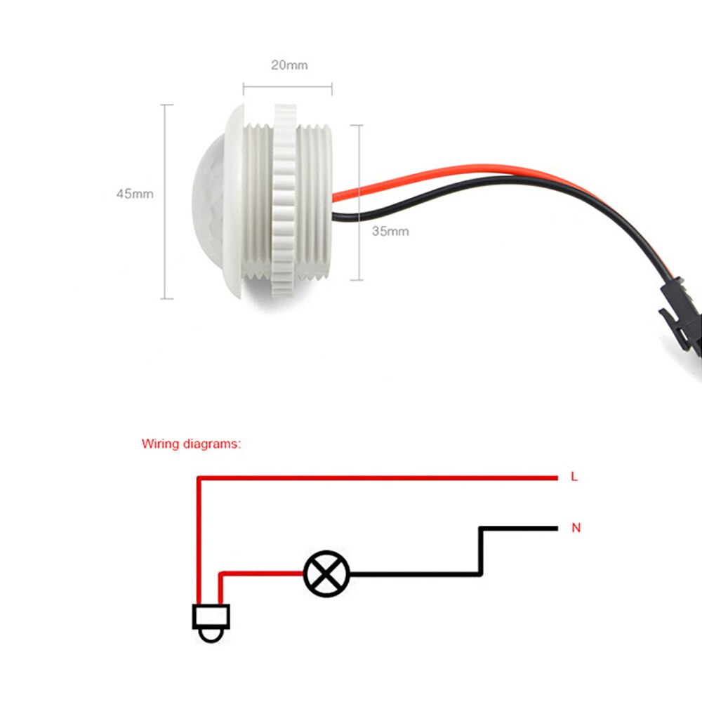 Motion Sensor Switch For Light Bulb PIR Sensor Movement Detector 220V For LED Lamp Home Electrical Wire Connection DIY