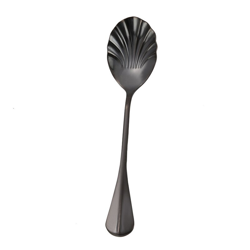Shell Shape Stainless Steel Spoon With Long Handle Coffee Spoons Teaspoons Ice Cream Dessert Spoons Kitchen Bar Accessories: 5