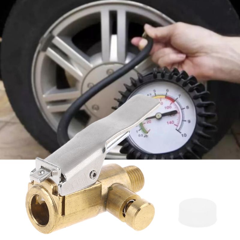 Messing Tire Inflator Lock On Air Chuck Luchtcompressor Pomp Fijne Draad Deflatie Draagbare Tire Inflator Band Chuck Slang
