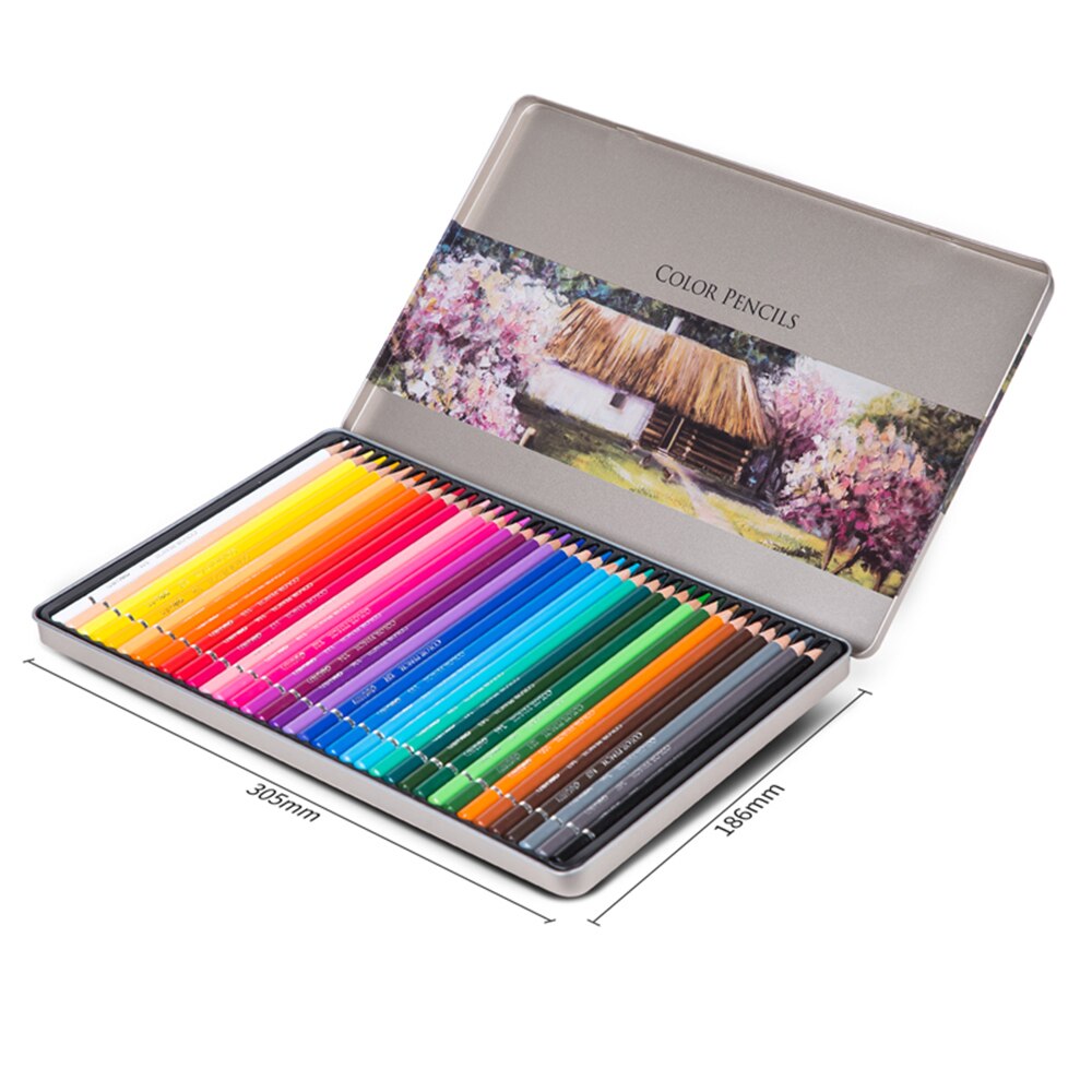 Deli 24/36 Kleur Potlood Vette Kleur Lood Student Kleurpotlood Handgeschilderde Professionele Schilderen Pen Ijzer Box Set Schilderen tool: 36 In 1