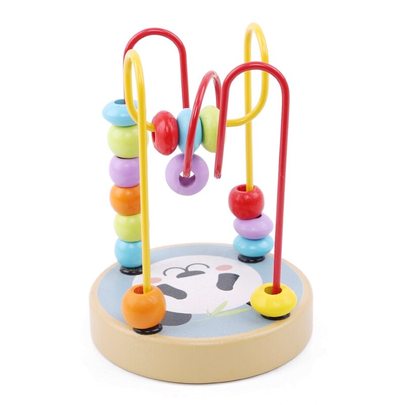Houten Leuke Cartoon Dier Kind Puzzel Speelgoed Kinderen Kleurrijke Rond Kralen Doolhof Achtbaan Play Game Baby Educatief