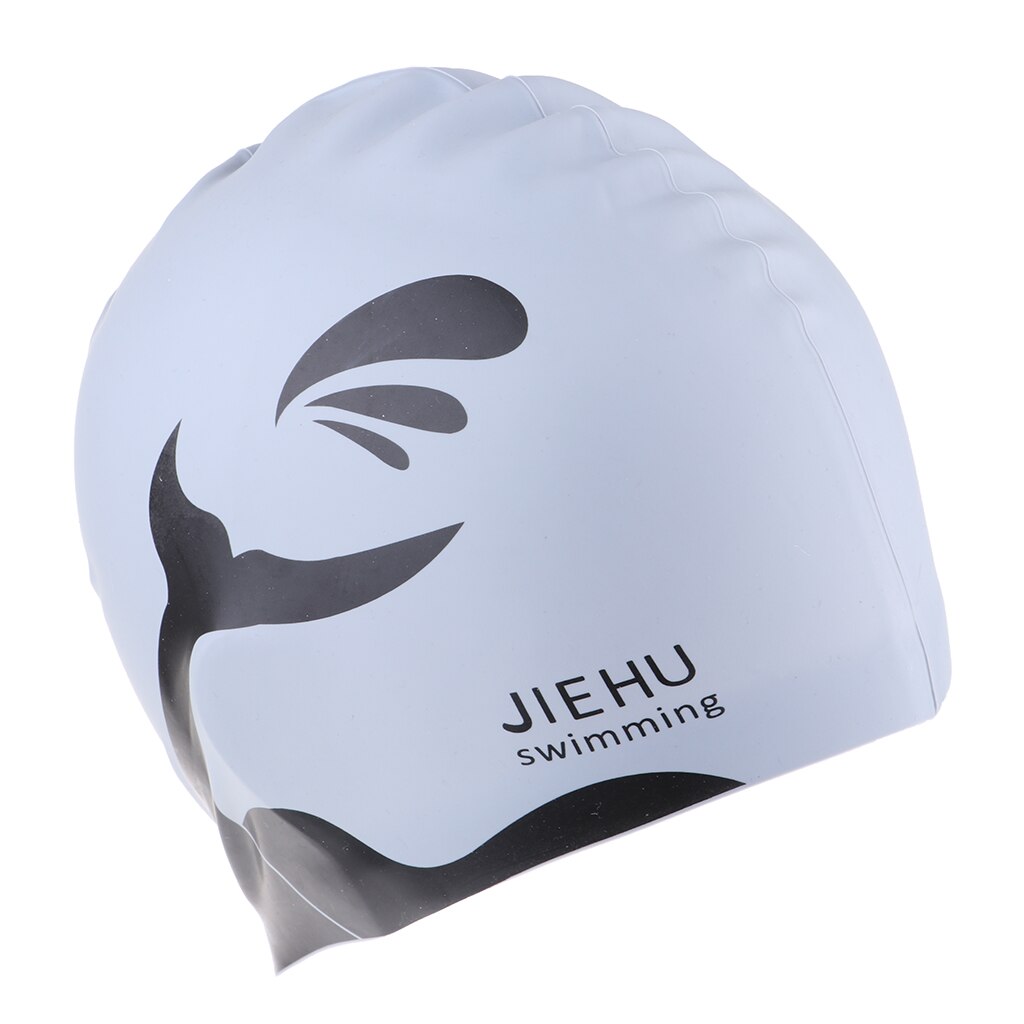 Volwassen Waterdichte Elastische Siliconen Badmuts Badmuts Bad Cap Voor Lang Haar Met Oor Protector Houdt Haar Schoon En droog: Silver as described