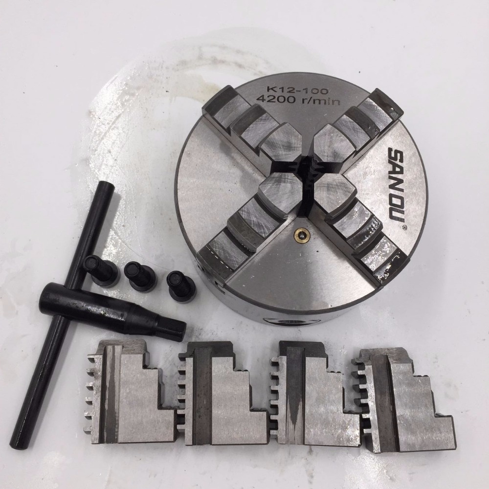 4Jaw 100mm Lathe Chuck 4 Jaw 4" Self-centering Chuck Hardened Steel Plain Back CNC Metalworking