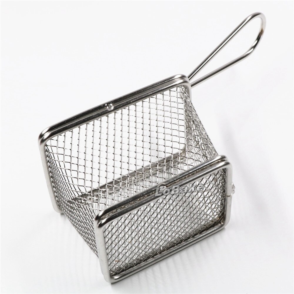 10*8cm rectangle Stainless steel with aluminium frying potato chip chicken dumplings basket oil sieve for cooking tools