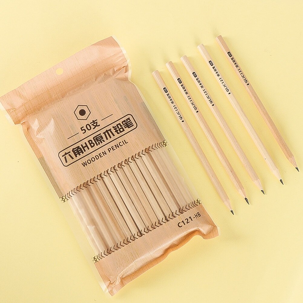 50Pcs Students Wood Pencils Sketching Writing Pencil Drawing Pencil HB Pencils for School Office Stationery Supplies