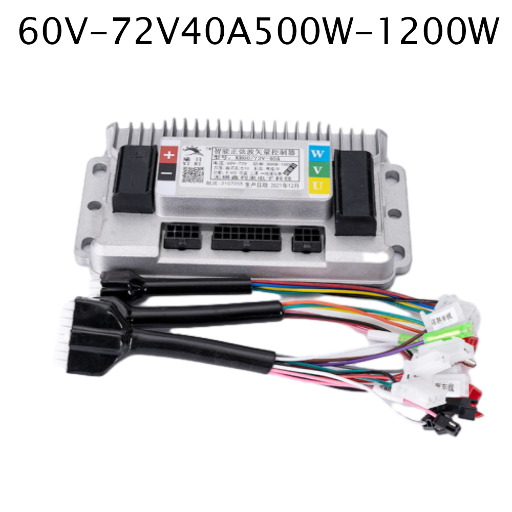 Controlador de veículo elétrico 48v/60v/72v/96v 500w/1000w/1200w/1500w controlador inteligente de motor sem escova de onda senoidal de três modos: Prateado